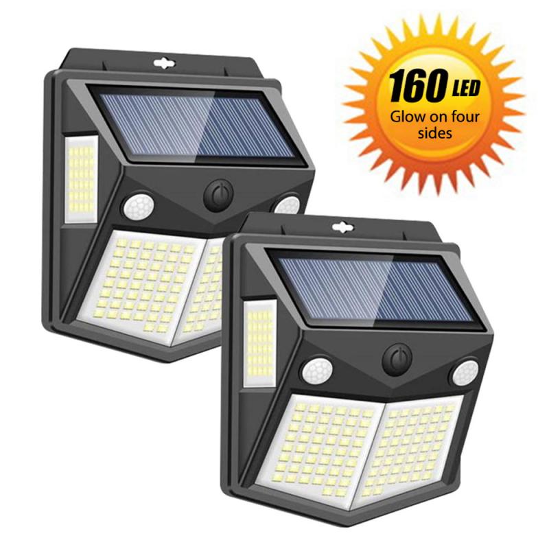 160/260 Led Solar Light Outdoor Solar Lamp Zonne-energie Zonlicht Waterdichte Pir Motionsensor Straat Licht Voor Tuin Decoratie: 2 pcs 160led