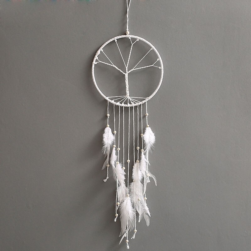 Atrapasueños blanco para colgar en la pared, colgante para decoración de sala de estar, dormitorio, de cumpleaños