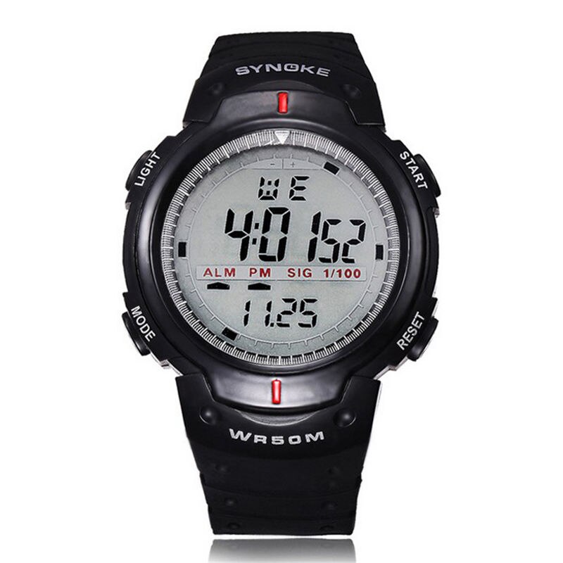 Sports Watches Men Big Dial Outdoor Countdown Chronograph Shock Watch Waterproof Digital Wristwatches Masculino: Black