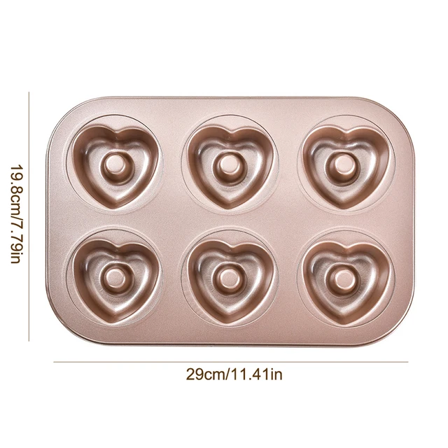 6 Hole Reusable Baking Tray Baking Pan Carbon Steel Cake Baking Mold Non-Stick Muffin DIY Cartoon Cake Pan Moulds Donut Baking: Pink