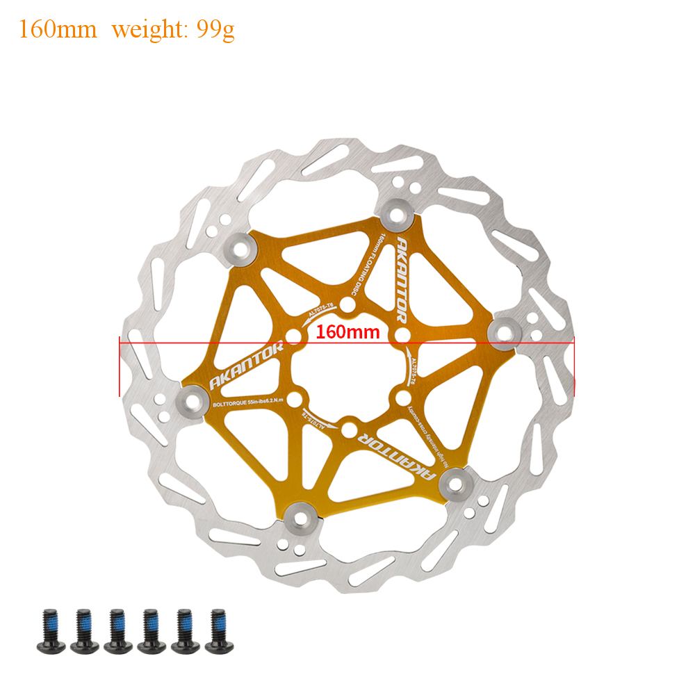 Akantor Mountainbike Disc Floating Pads Brake Rotor Rem 160Mm/180Mm/203Mm Rotor Sterke warmteafvoer Drijvende Rotor: 160MM Golden