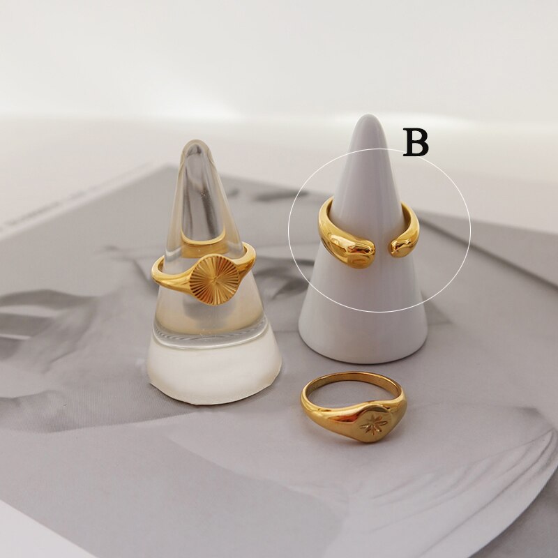 GHIDBK 2020 moda stal nierdzewna 316L nieregularne molościenie dla kobiet teksturowane delikatny molościonek z gwiazdą minimalistyczna biżuteria w stylu ulicy: US size 8 / B