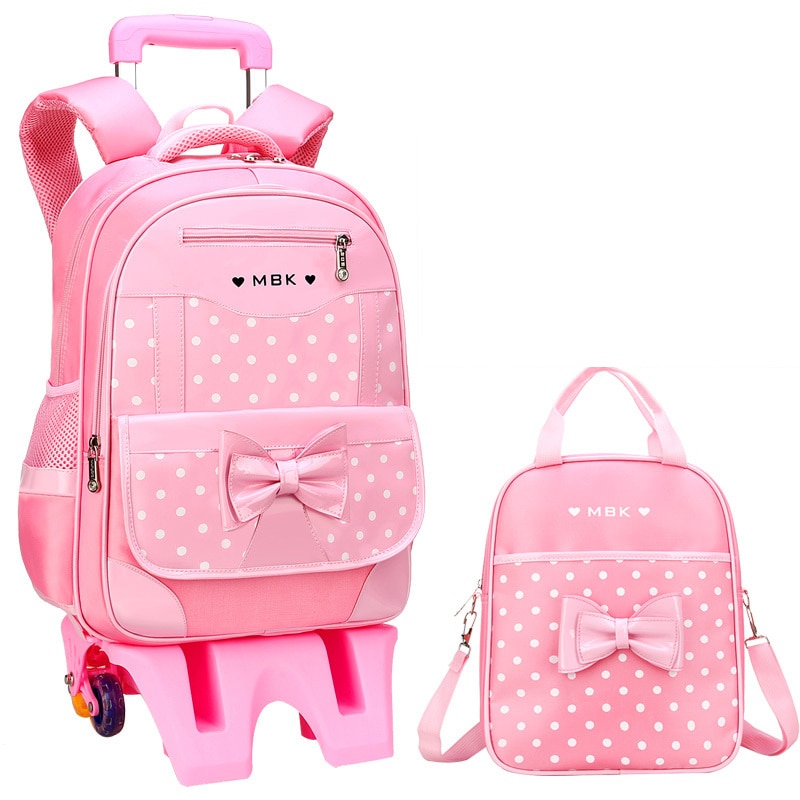 Kinderen Schooltassen Kinderen Reizen Rollende Bagage Tas Trolley School Rugzak Meisjes Rugzak Kind Boek Tas 3 Wielen Schooltas
