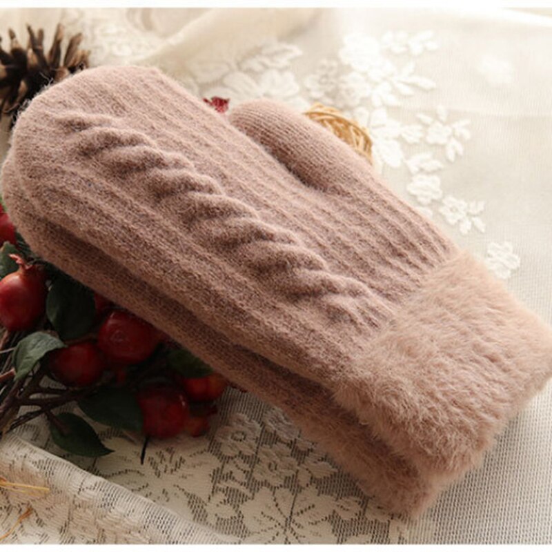 Luvas de tricô grossas femininas para inverno, luvas de lã de ciclismo com dedos inteiros, estilo japonês fofas, adoráveis: light coffee