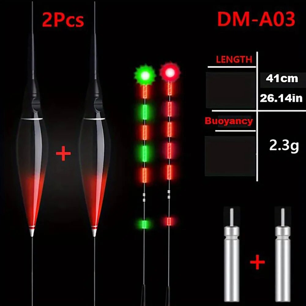 2 Stück Smart Fishing Float, LED Night Fishing Float, Farbwechsel-Bissanzeige, Angelzubehör: YELLOW