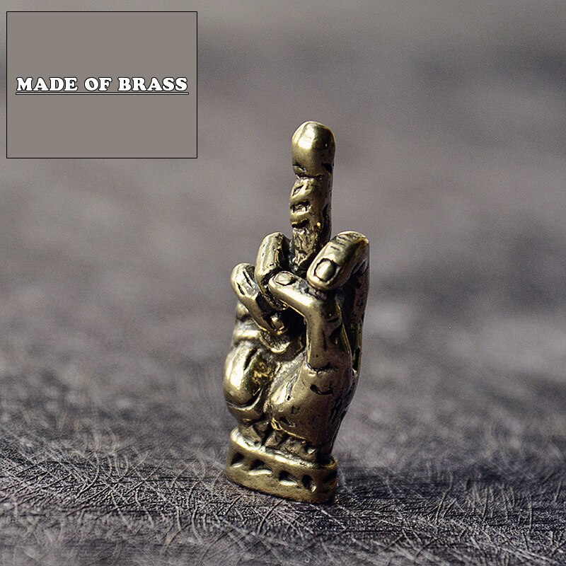 Mini mässing händer finger upp staty bärbar punk stil dekoration prydnad skulptur hemmakontor skrivbord prydnad rolig leksak