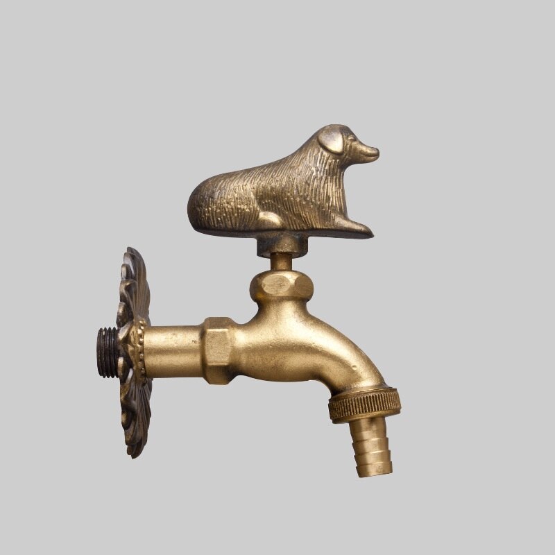 MTTUZK Outdoor Decorativ Garden Faucet Animal Shape Bibcock Antique Brass Dog Tap For Washing Mop/Garden Watering Animal Faucet