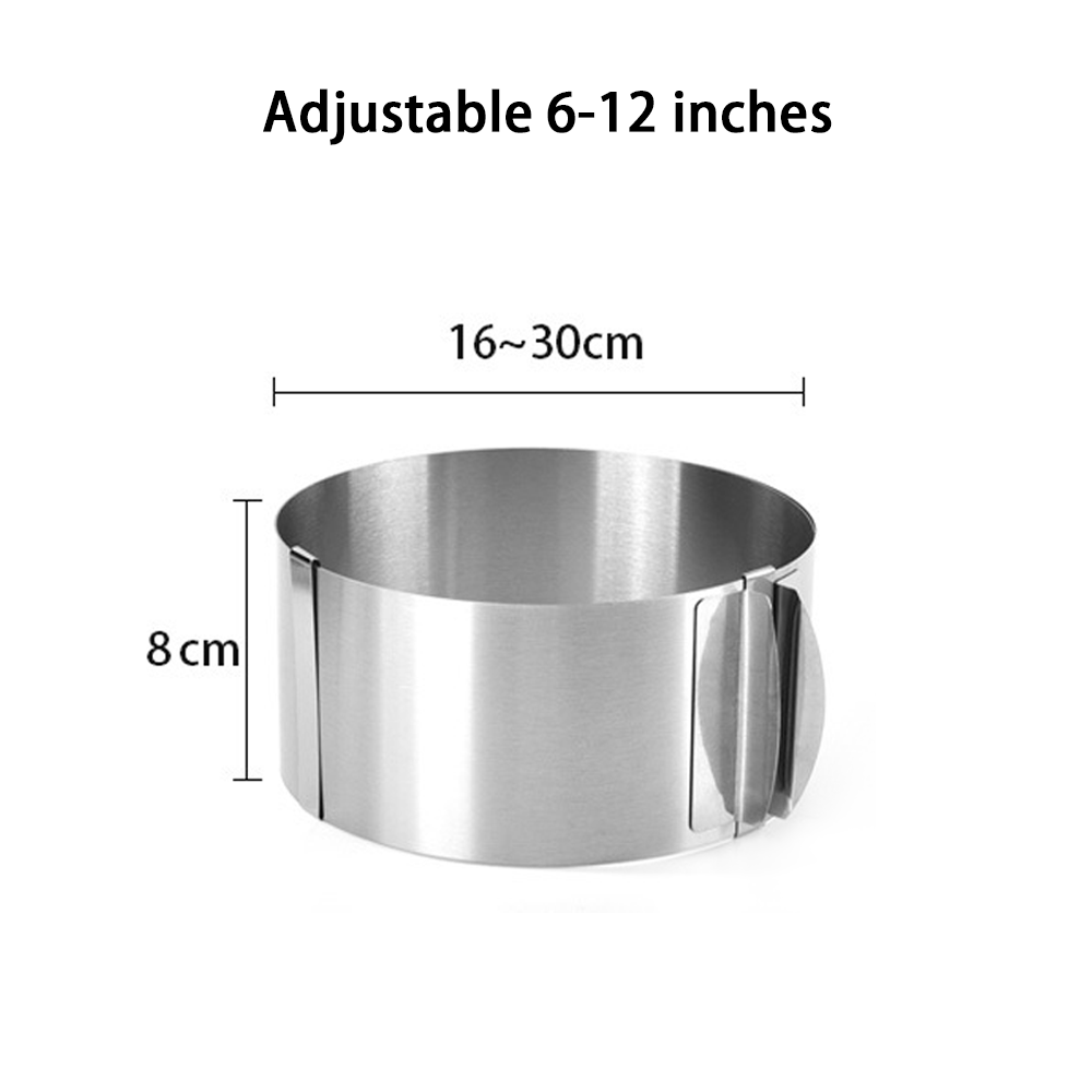 Adjustable Cake Ring for Baking 430 Stainless Steel 6-30cm Telescopic Mousse Ring Rustproof with Scale 3D Cake Baking Molds