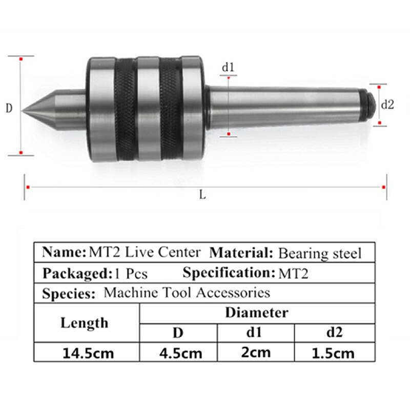 Portable Mt2 Precision Live Revolving Center Medium Lathe Machine Tool Accessory Taper Bearing For Lathe Turning Tool