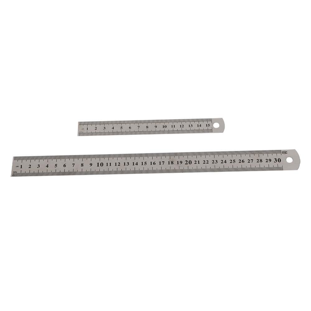 Dobbelt side rustfrit stål lige lineal metrisk regel præcisionsmåleværktøj 15cm/6 tommer 30cm/12 tommer skolekontorartikler