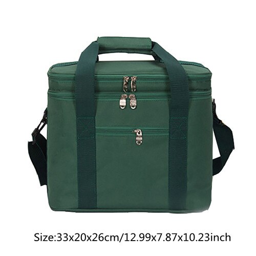 Big Capacity Cooler Bag Black Cold Thermal Picnic Lunch Tote Pouch Student Portable Milk Food Insulation Organizer Accessories: B Green Cooler Bag