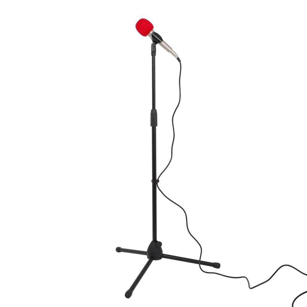 Foldable Adjustable Desktop Tripod Microphone Stand with Mic Clip Holder Bracket for Meeting Lectures Podcasts