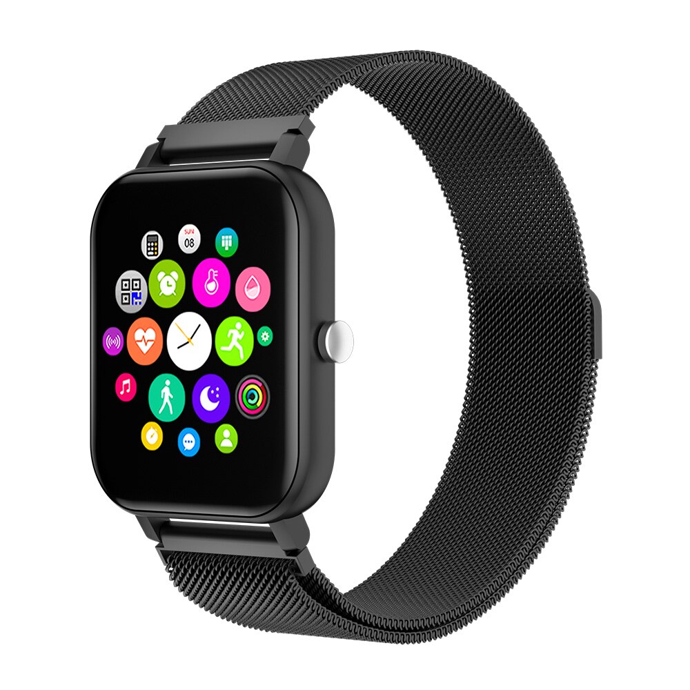 Bakeey MC28 Smartwatch 1.54Inch Dual Menu 'S Hartslag Bloeddruk Zuurstof Monitor Weer Muziek Slimme Horloge Android Ios: Black stainless