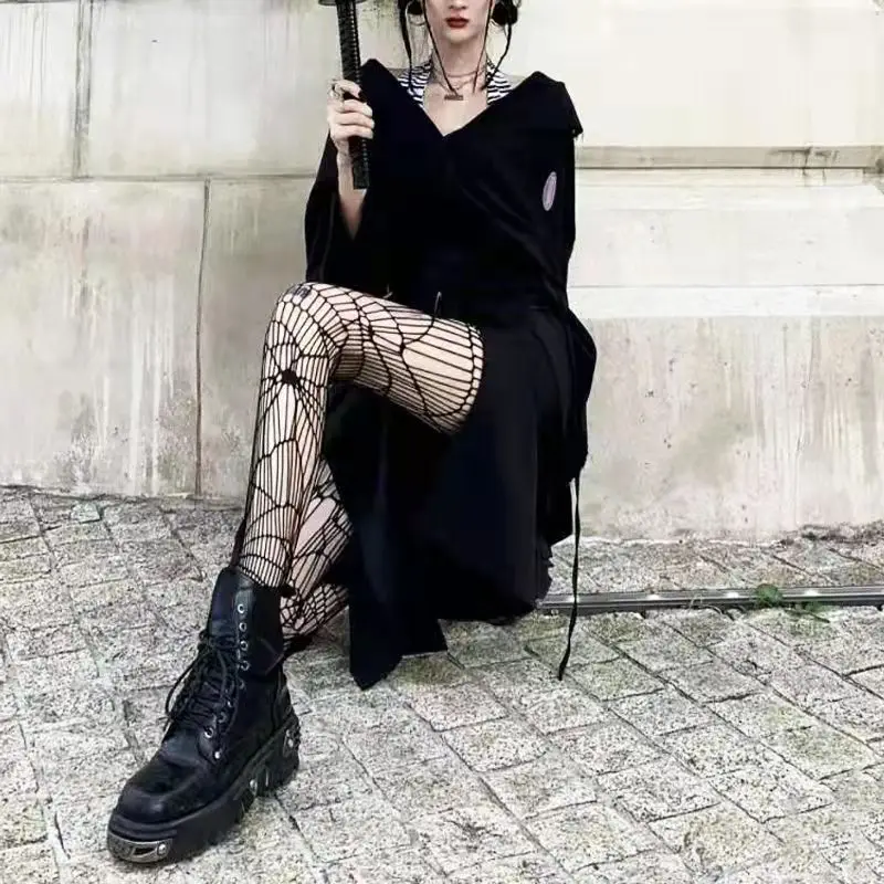 Lolita Ragazze Carino Pentacolo Stampa Collant Donne Sexy Gotico Punk Magico Stella a Cinque Punte Maglia Pesce Net Collant Calze per il Corpo: Avorio