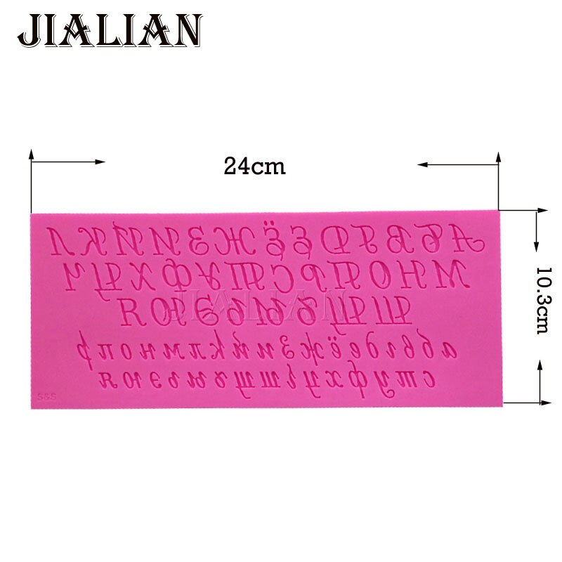 Letra del alfabeto ruso de silicona Fondant hornear molde para tarta DIY herramientas de decoración arcilla resina dulces Fimo Sculpey T0903