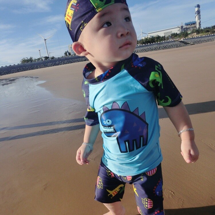 Baby Swimwear Rash Guards 9-12m Summer Cartoon Dinosaur Infant Boys Separate Quick-dry Sunscreen Beach Boys Swimwear