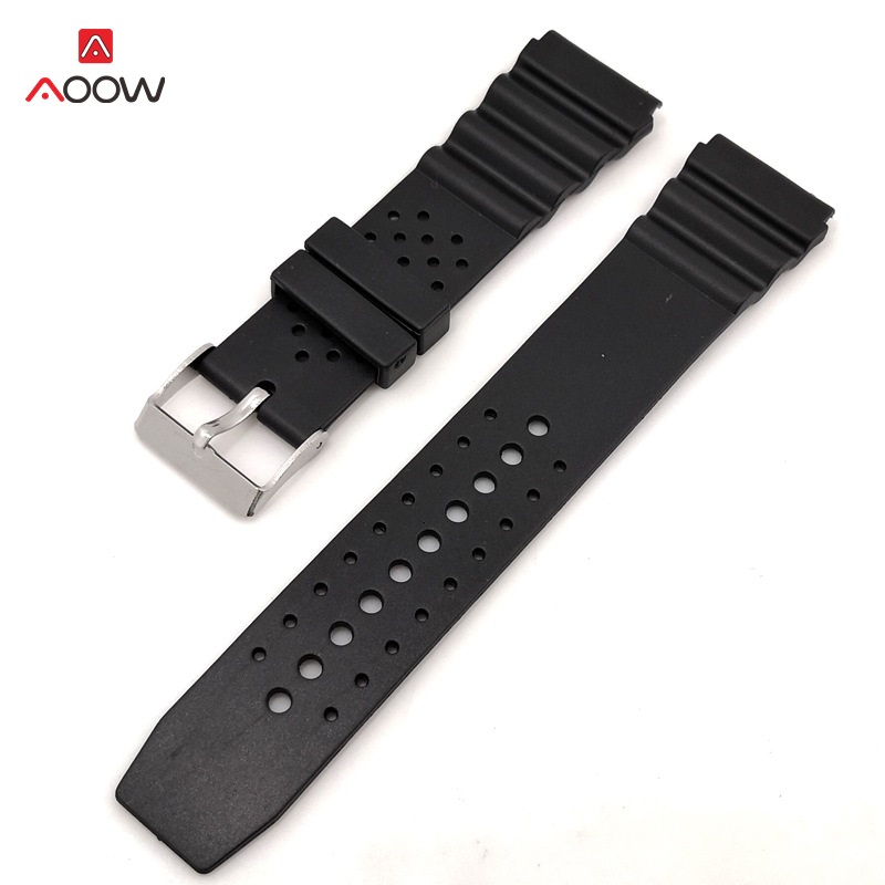 AOOW Generic Watchband Silicone Rubber Watch Strap Bands Waterproof Sport Straps 18mm 20mm 22mm Watches Belt: 22mm