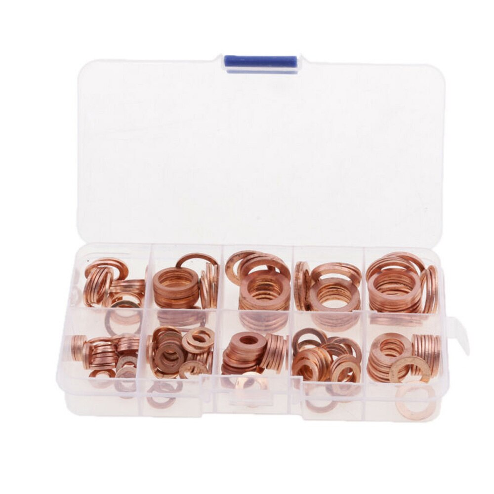 200Pcs Washer Copper Parts Automotive Engine 13x7x2.3cm Assortment Set