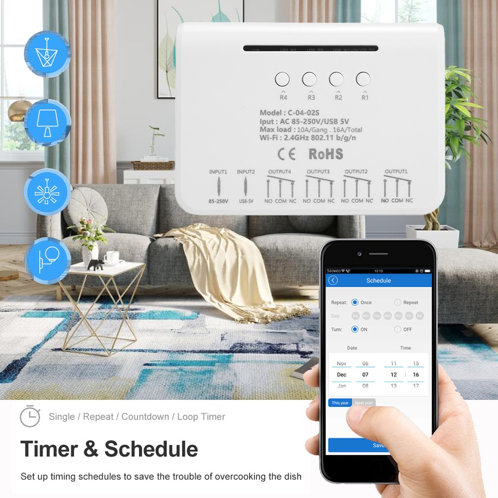 Wifi Smart Met Shell Switch Module Voor Verlichting/Huishoudapparatuur 4ch 10A Relais Ac/Dc 5/12/32V Ewelink Genieten Smart Leven