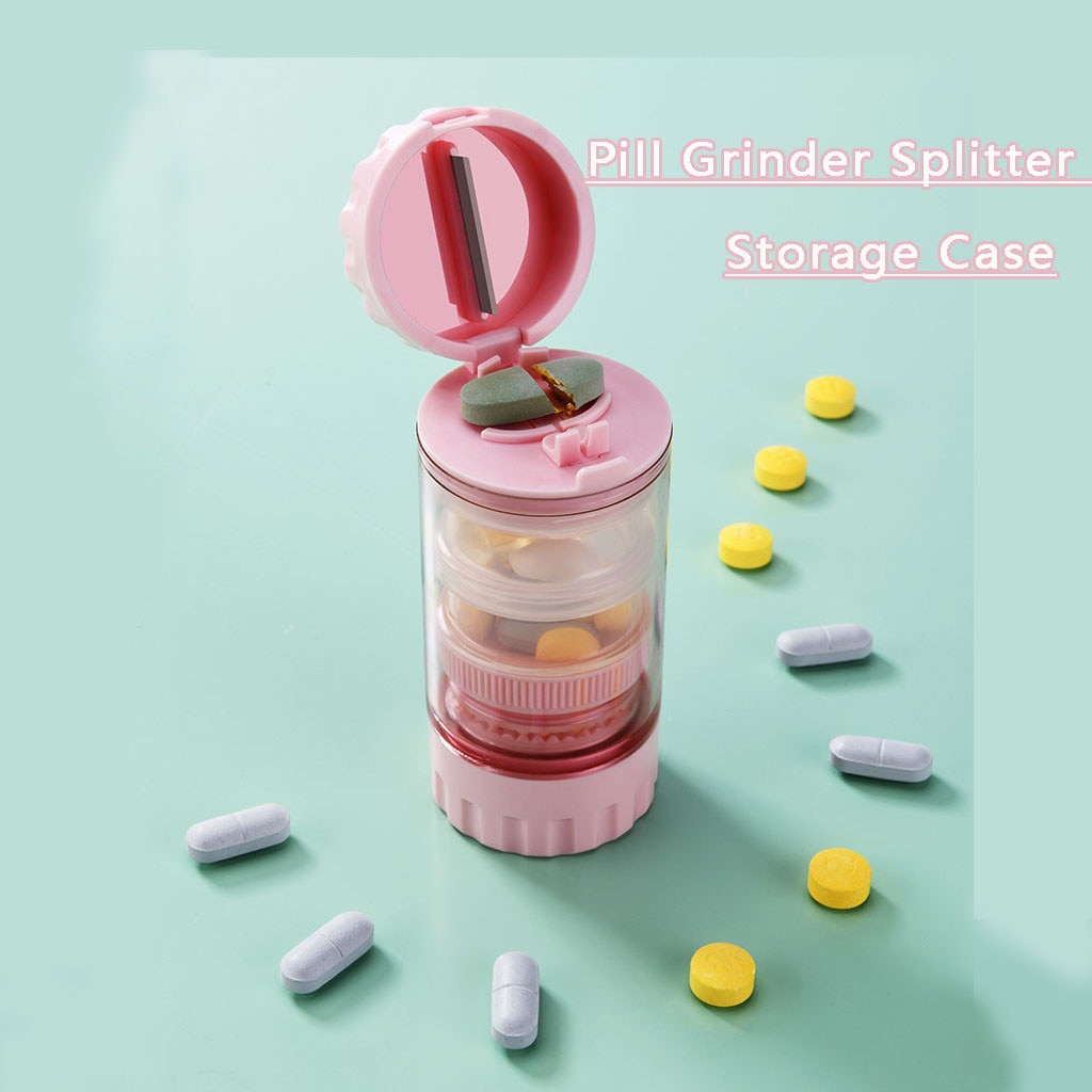 Pills Medicine Crusher Grinder Splitter Tablet Divider Cutter Storage Box Case Storage Case Pill Box Cutting Tablets Boxes