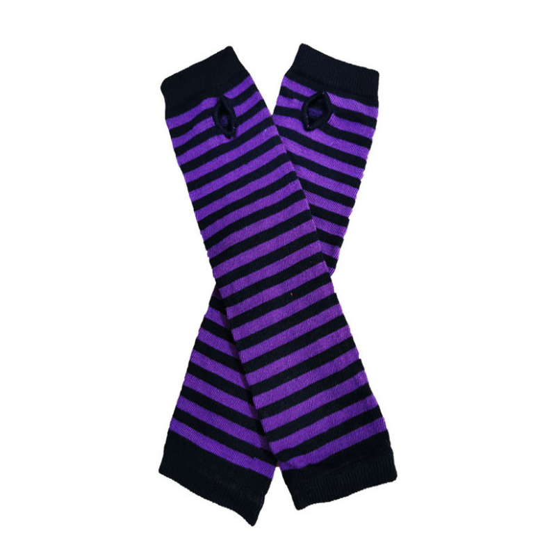 Guanti al gomito a righe da donna alla moda Guanti lunghi senza dita lavorati a maglia più caldi Guanti al gomito Accessori natalizi Regalo: Giallo brillante