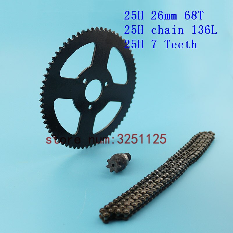 Mini Moto Drive System 25H 136L Links Loops Chain with Rear Sprocket 68T 26mm for 47cc 49cc Mini Pocket Bike ATV Quad