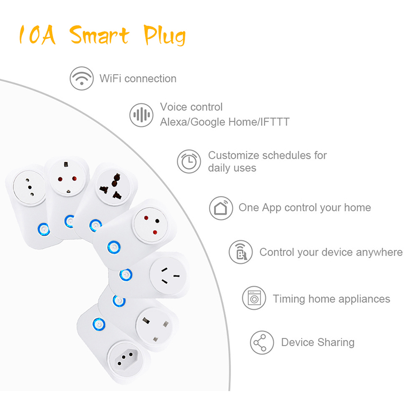 FrankEver Wifi Smart Socket 10A 16A with Power Monitoring Surge Protector for Israel India Brazil Italy UK EU AU Smart Plug