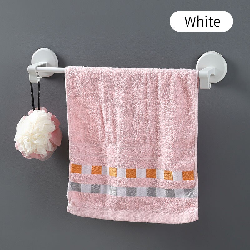 Slagfrit håndklædestativ badeværelse badeværelse rack håndklædestativ toilet sugekop nordisk simpelt hængende rack rack badeværktøj: Hvid
