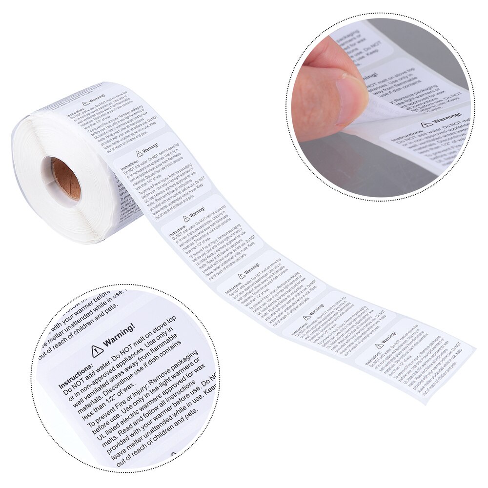 1 Roll Wax Melt Warning Labels Candle Warning Stickers Candle Warning Labels