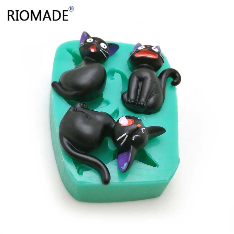 Tre stil katte silikone fondant forme til kage dekoration chokolade dessert sæbe harpiks ler form bageværktøj  f0682xm