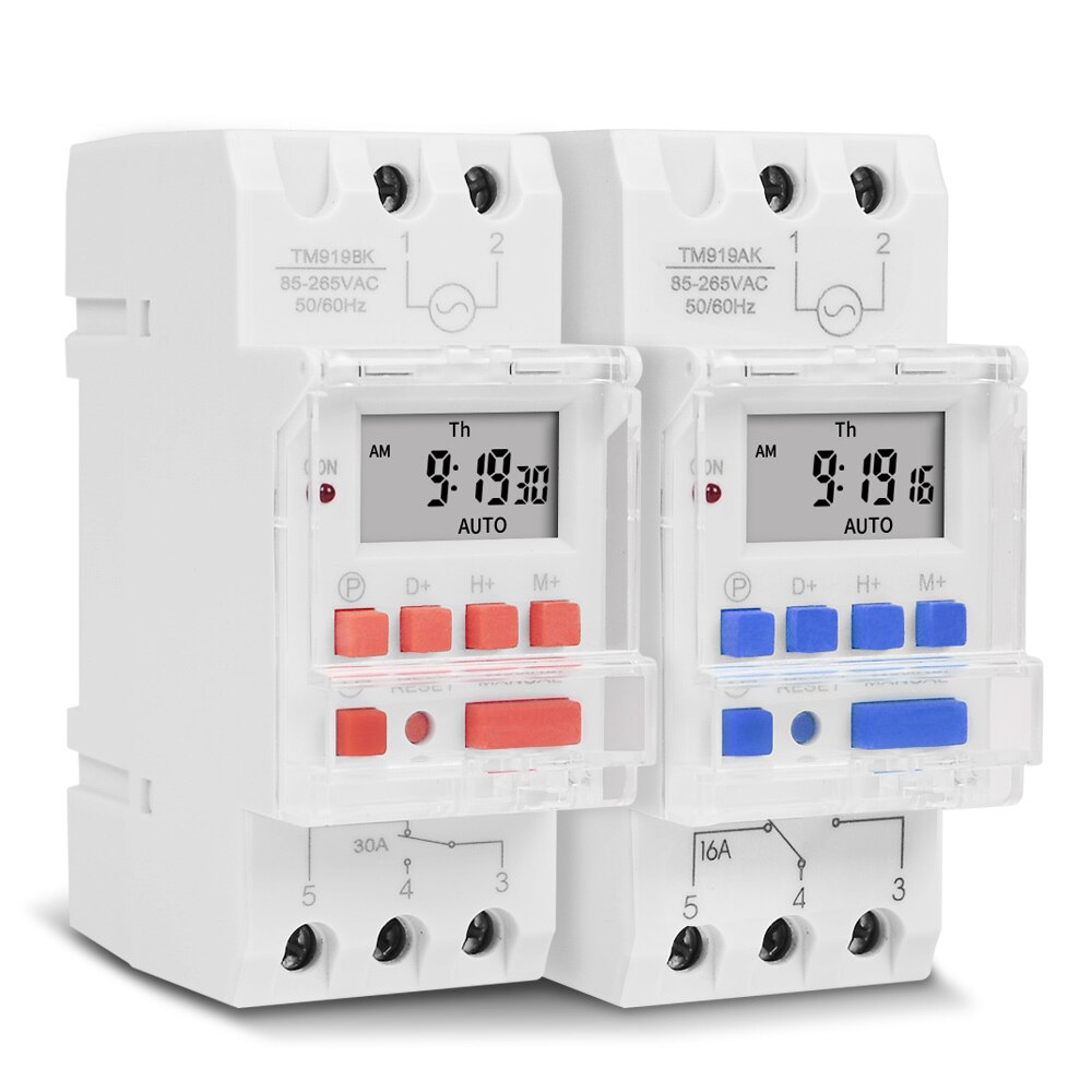 TM919 110V 220V Weekly 7 Days Programmable Digital Time Switch Relay Timer Control 16A 30A Din Rail with Countdown Function