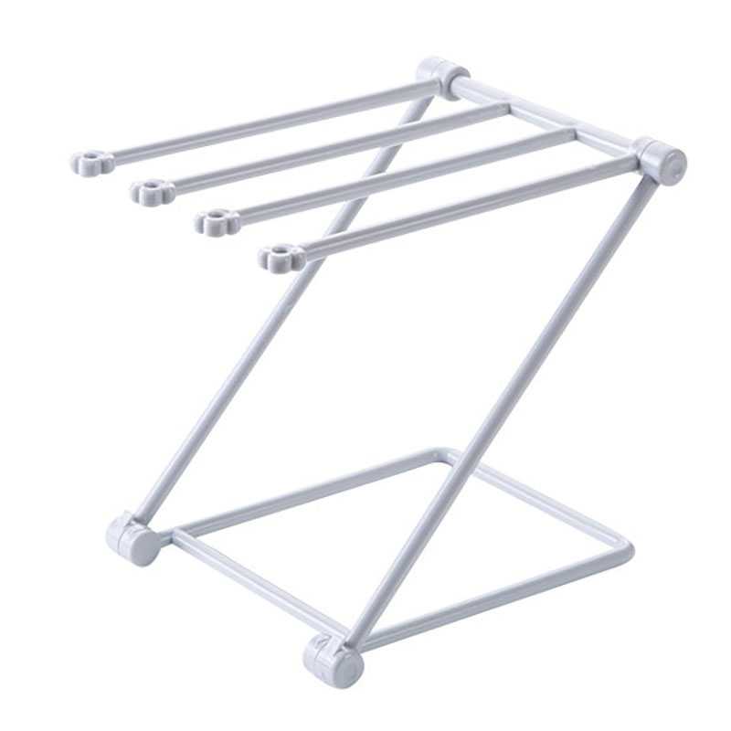 Estante de almacenamiento de tela vertical plegable de escritorio, toallero de cocina, portavasos de encimera, estante de almacenamiento: Gris claro