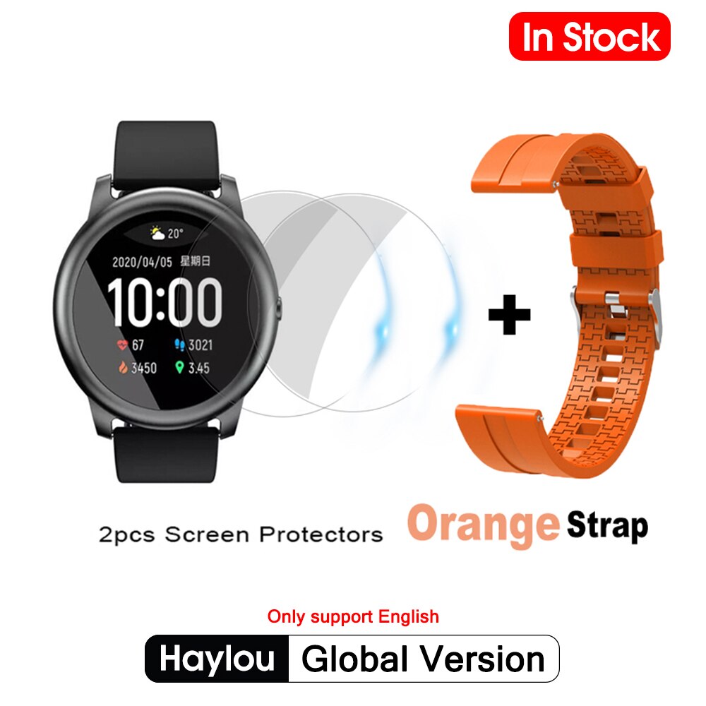 Xiaomi haylou solar smart watch  ip68 vandtæt sport metal rund sag hjerterytme søvn monitor haylou  ls05 til ios android: Tilføj orange rem