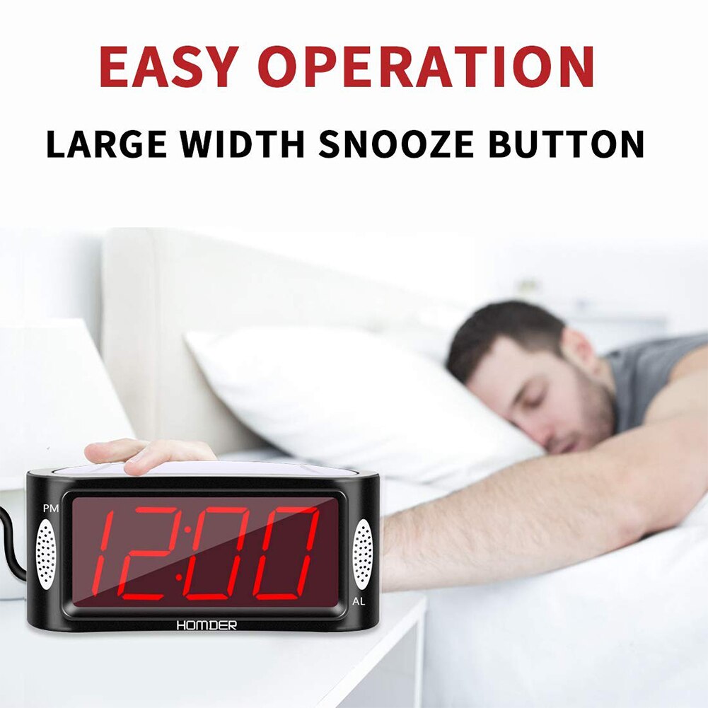 4.9 Inch Digital Alarm Clock With LED Night Light Dimmable Bedside Snooze Battery / Electric Home Office Desk Clock EU/UK Plug