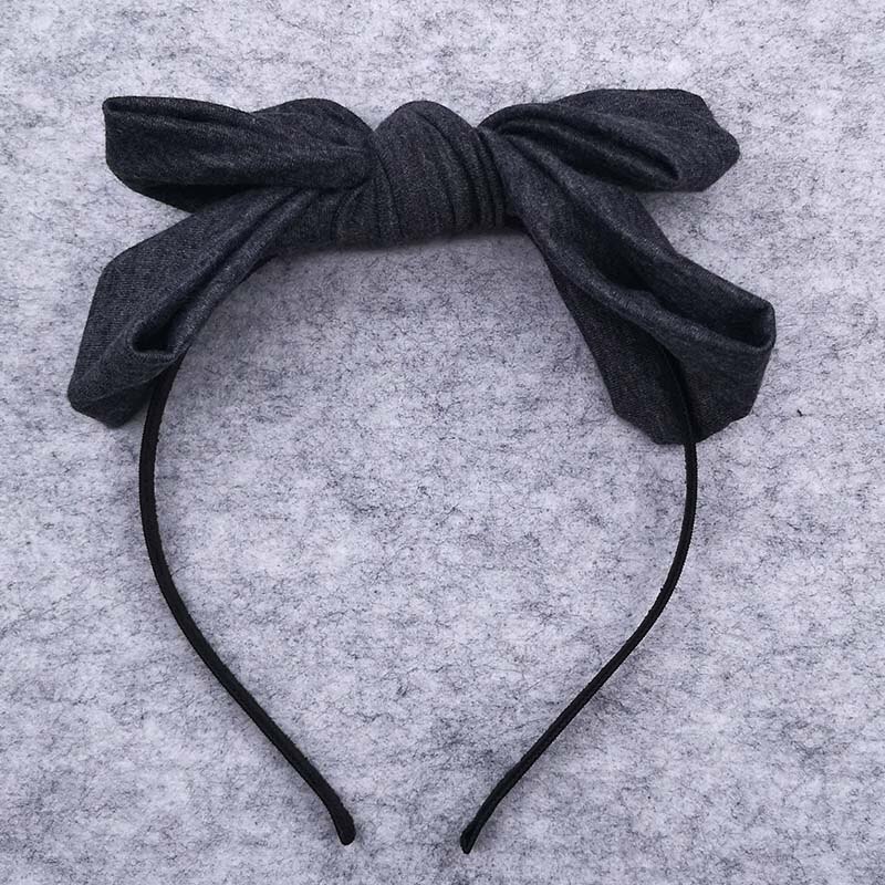 GZHilovingl Girls Big Bow Cotton Hairbands Hair Hoops Kids Childs Summer Cute Headwear Hair Accessories Handmade: dark gray