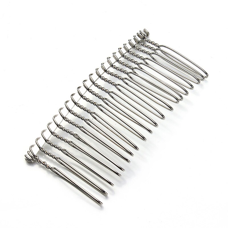 6 stks/partij 10 15 20 30 Tanden Zwart/Goud/Rhodium Kleur Metalen Kammen Bruiloft Bruid Clips Hoofddeksel haar Sticks Accessoires F1573: RHODIUM 20