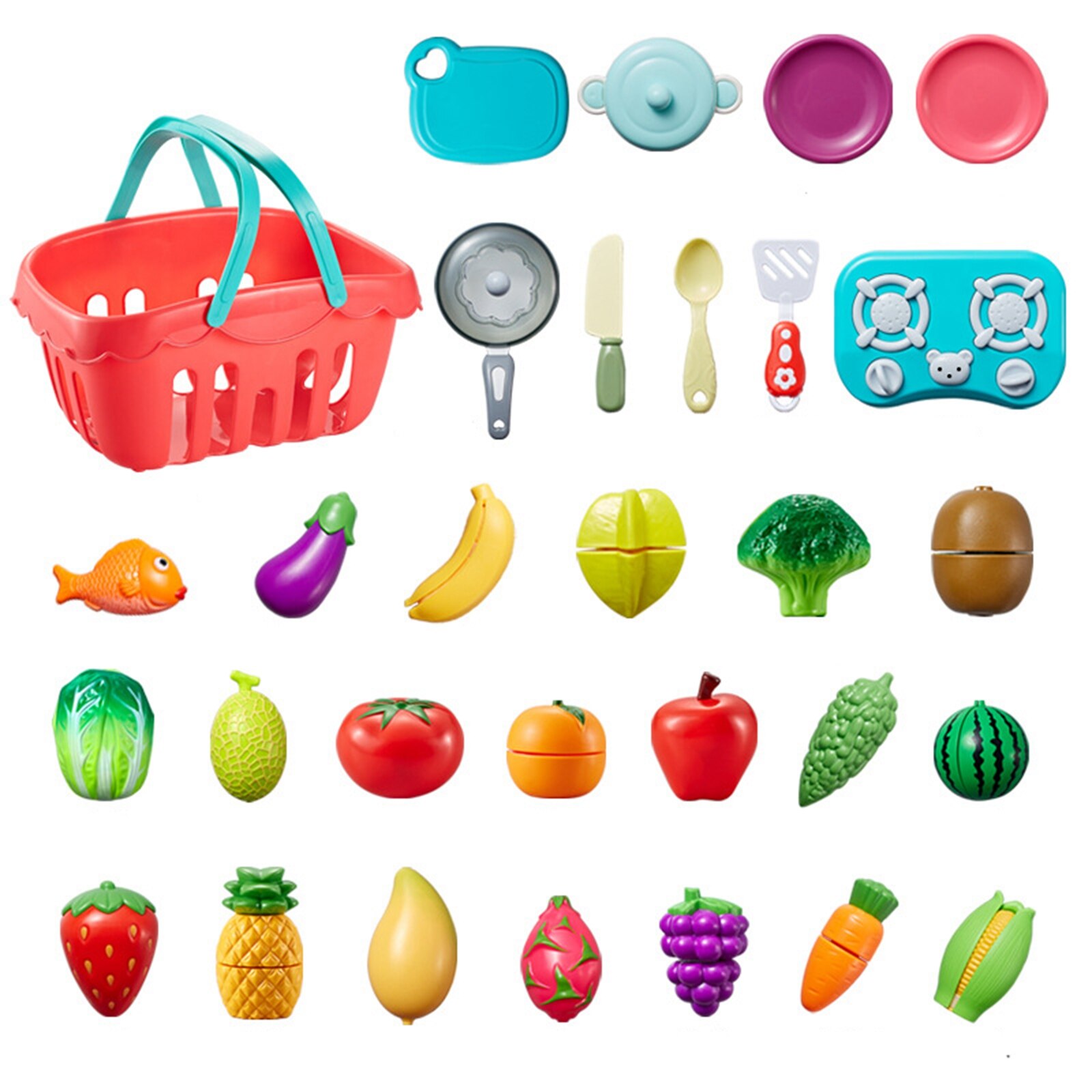 Newest Kitchen Cutting Pretend Play Toys Cute Snacks Vegetables and Fruits Cooking Cut Toys for Boys and Girls
