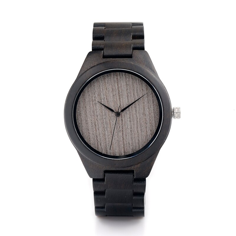 BOBO de AVES CdH06 Simple Gris Dial Relojes de Los Hombres de Madera De Ébano Hecho A Mano sin Escala Relojes con Banda de Madera como