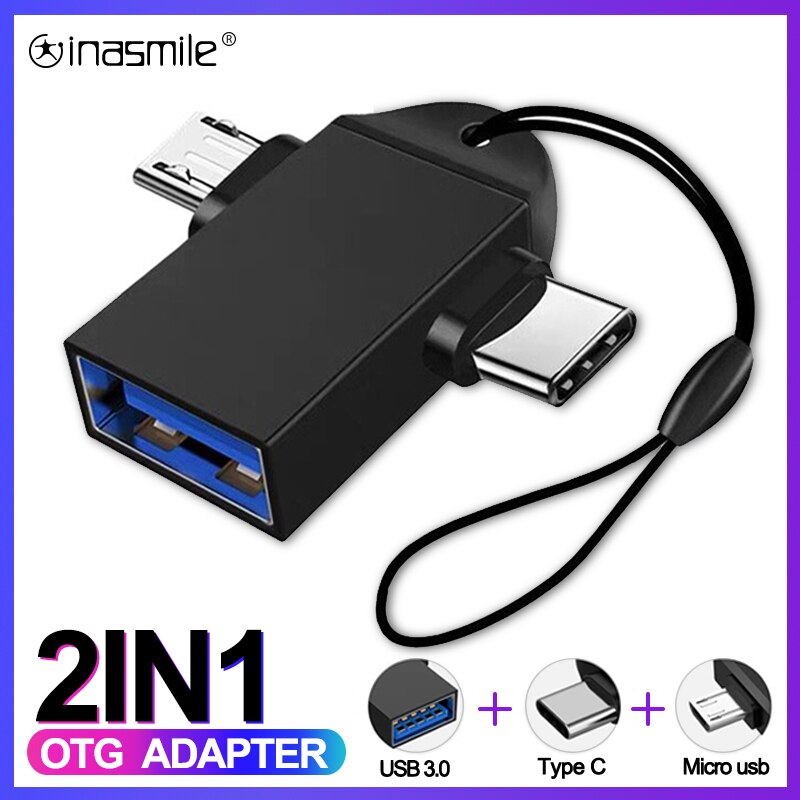 2IN1 USB 3.0 femmina a tipo C adattatore OTG Micro usb maschio a USB 3.0 convertitore otg per samsung xiaomi laptop 2 in 1 adattatore OTG