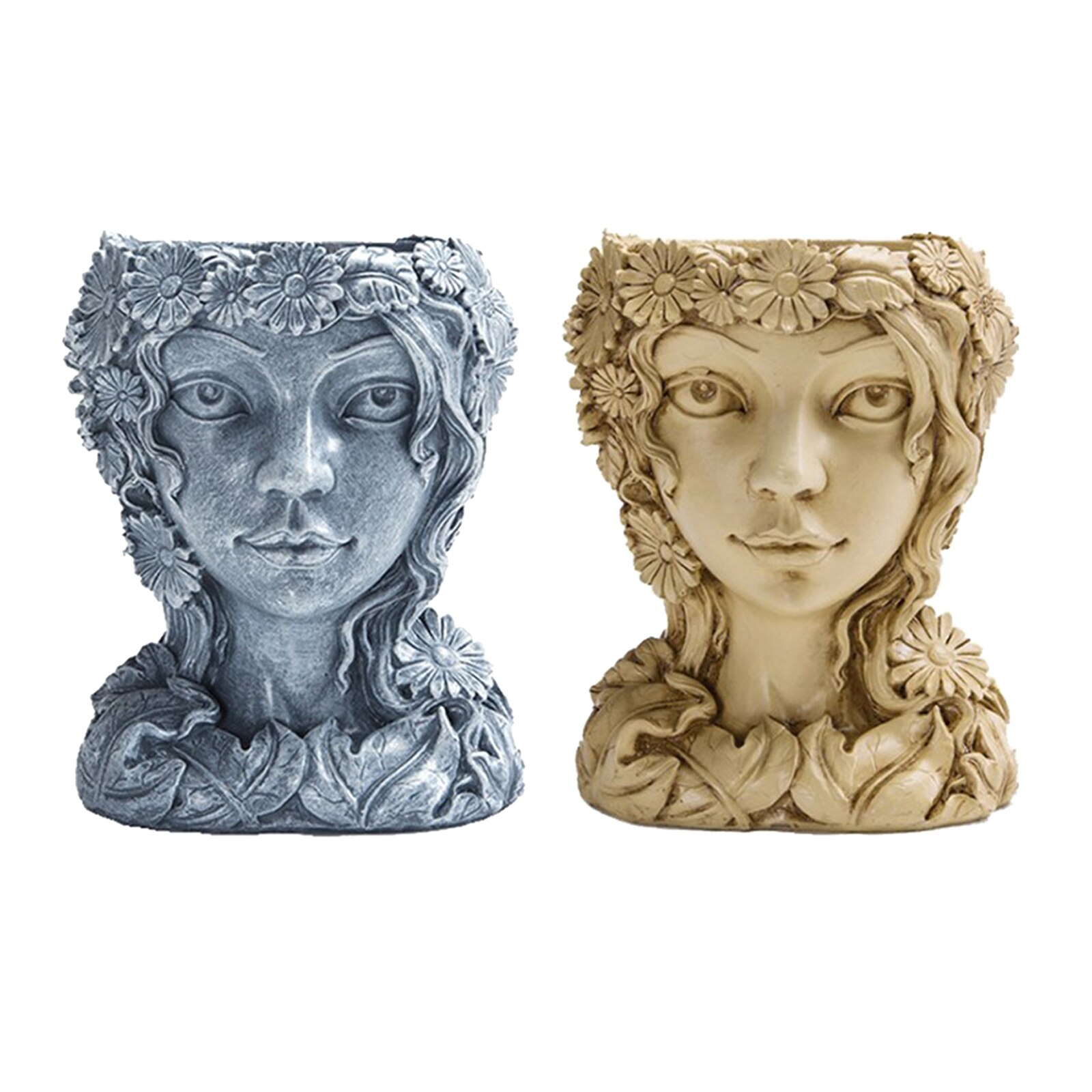 Indoor Outdoor Head Planter Pot Resin Succulent Vase Greek Statues Planter