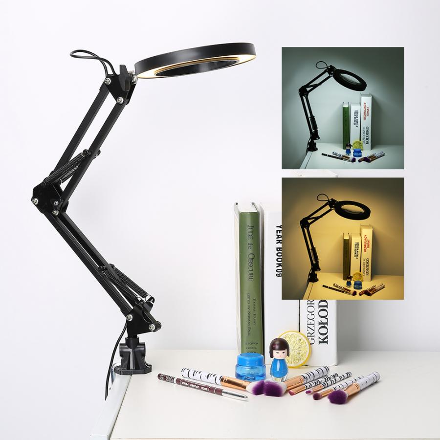 Klämma fäste led förstoringsglas lampa salong 5x förstoringslampa eyeliner manikyr tatuering skönhetsljus för tatuering tatuering tillbehör
