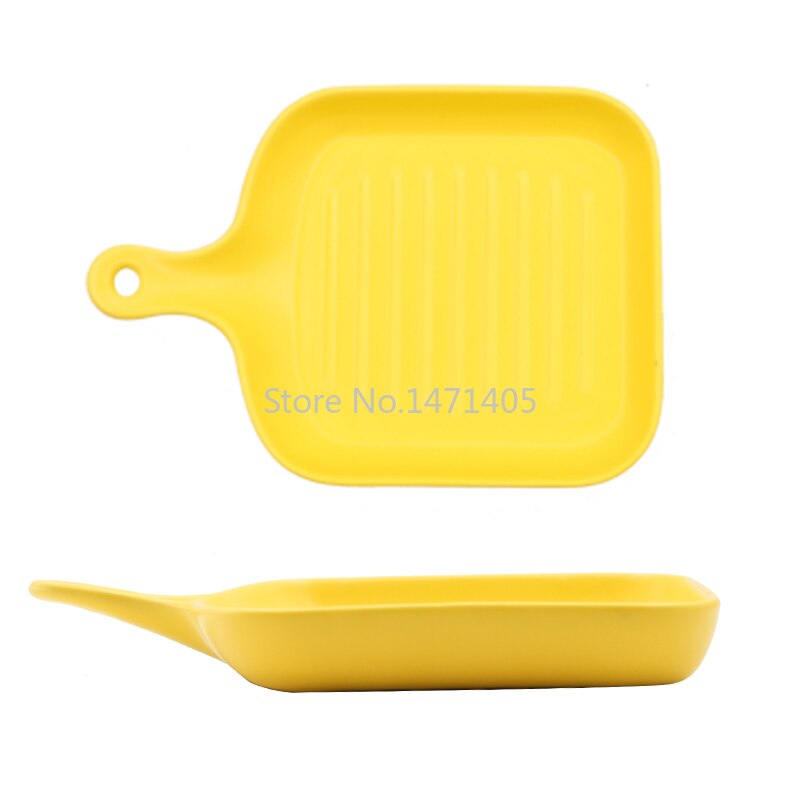 Japanse Stijl Bakvormen Huishoudelijke Keramische Steak Plaat Met Handvat Creatieve Nordic Westerse Servies Oven Schotel Plaat Diner Plaat