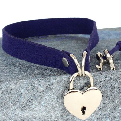 Cool Punk Goth heart love lock collar necklace Necklace Metal Love clavicle necklace Adjustable Jewelry for Women: Navy