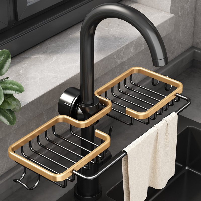 Kitchen Accessory Aluminu Dish Drainer For Sink Rack Storage Holder Soap Dish Drain Shelf Kitchen Organizer Bathroom Accessories
