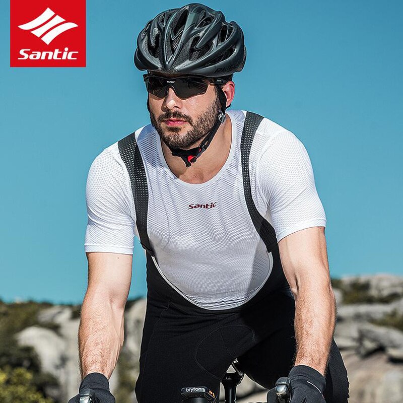 Šantić Mens Zomer Fietsen Vest Wit Riding Ondergoed Sneldrogende Ademend Fiets Korte Mouwen Running Fitness Vest