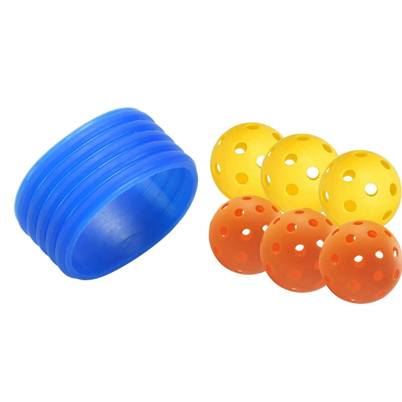 10 Pcs Tennisracket Siliconen Ring Tennisracket Grip & 1 Set Geel Indoor Plukken Bal Oranje Outdoor Plukken Bal