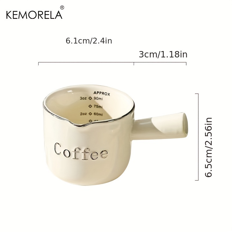 Kemorela 3oz/90ml Ceramic Measuring Cups Espresso Extraction Cup Transfer Cup Milk Cup With Scale kitchen tools: Light Grey