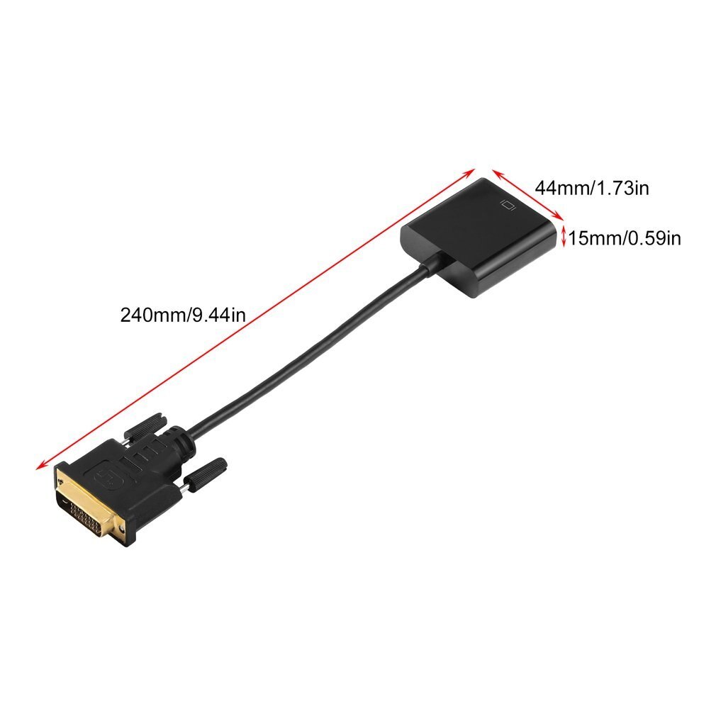 Full 1080P DVI-D to VGA Active Adapter Converter Cable 24+1 Pin Male to 15pin Female Monitor Cable for PC Display Card ONLENY