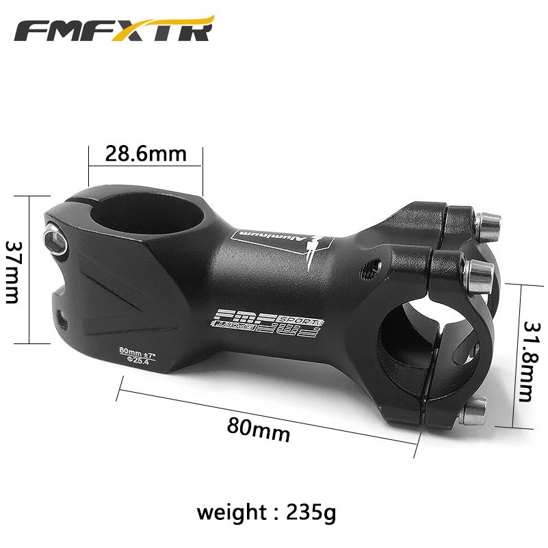 FMFXTR Mountain bike folded aluminium alloy die fly before 25.4/31.8 mm vertical tube rod cyclist tube the neck bicycle handle b: black 31.8x80