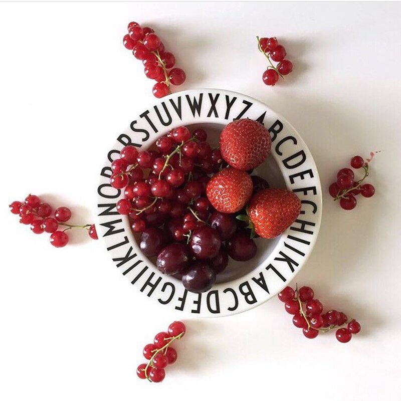 Kitchen Utensils Sets Alphabet Dishes For Kitchen Bowl Cup Shallow Plates Breakfast Soup Snack Tray Tableware Food Store Plates